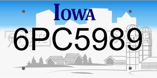 6PC5989 Iowa License Plate