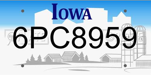 6PC8959 Iowa License Plate