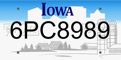 6PC8989 Iowa License Plate