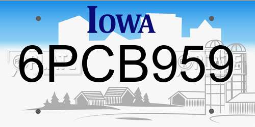 6PCB959 Iowa License Plate