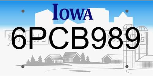 6PCB989 Iowa License Plate