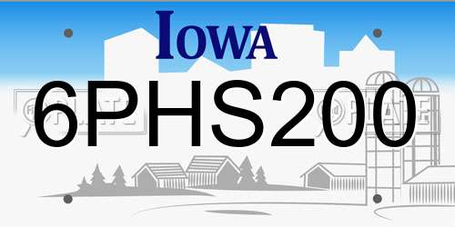 6PHS200 Iowa License Plate