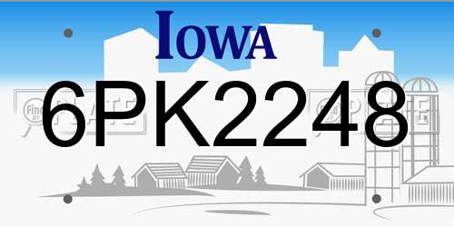 6PK2248 Iowa License Plate