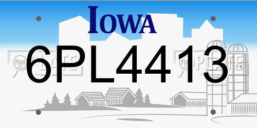 6PL4413 Iowa License Plate
