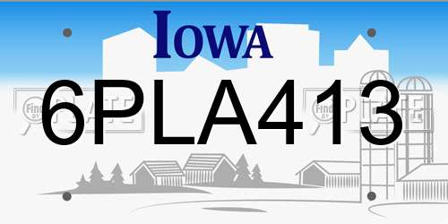6PLA413 Iowa License Plate