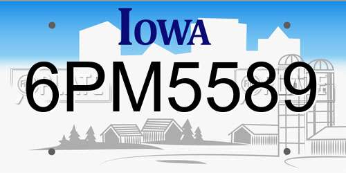 6PM5589 Iowa License Plate
