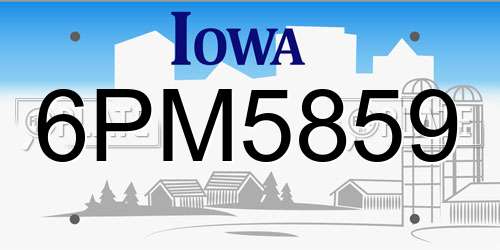 6PM5859 Iowa License Plate