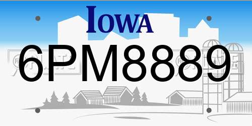 6PM8889 Iowa License Plate