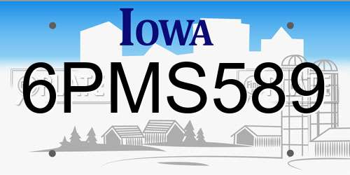 6PMS589 Iowa License Plate
