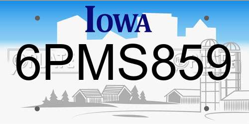 6PMS859 Iowa License Plate
