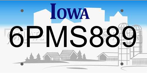 6PMS889 Iowa License Plate