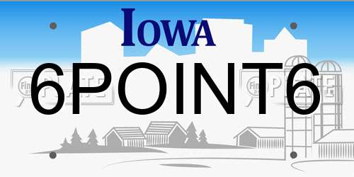 6POINT6 Iowa License Plate