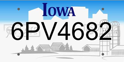 6PV4682 Iowa License Plate
