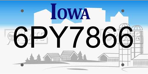 6PY7866 Iowa License Plate
