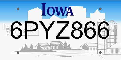 6PYZ866 Iowa License Plate