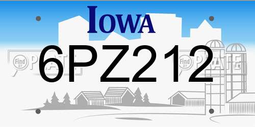 6PZ212 Iowa License Plate