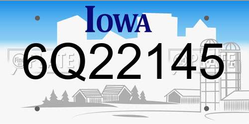 6Q22145 Iowa License Plate