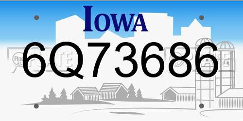 6Q73686 Iowa License Plate