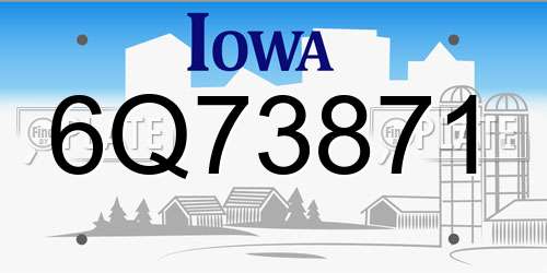 6Q73871 Iowa License Plate