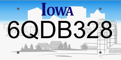 6QDB328 Iowa License Plate