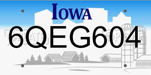 6QEG604 Iowa License Plate