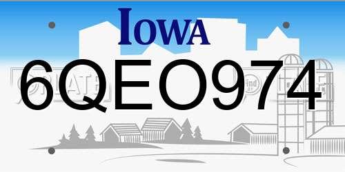 6QEO974 Iowa License Plate
