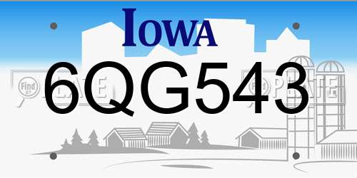 6QG543 Iowa License Plate