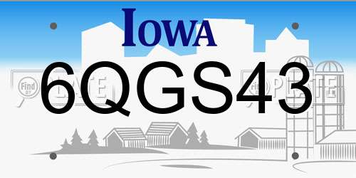 6QGS43 Iowa License Plate