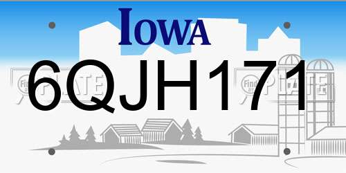 6QJH171 Iowa License Plate