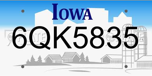 6QK5835 Iowa License Plate