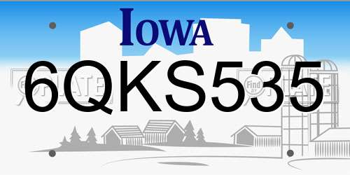 6QKS535 Iowa License Plate