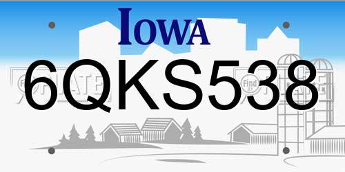6QKS538 Iowa License Plate