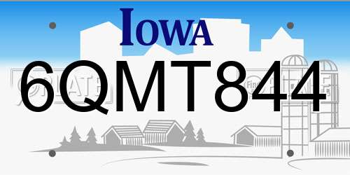 6QMT844 Iowa License Plate