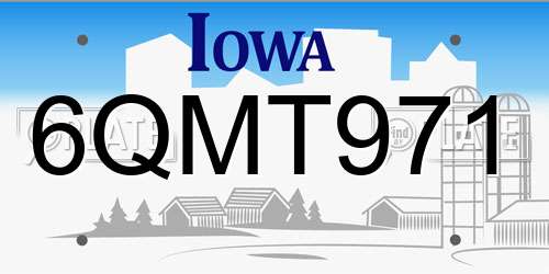 6QMT971 Iowa License Plate