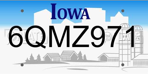 6QMZ971 Iowa License Plate