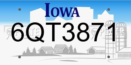 6QT3871 Iowa License Plate
