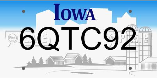 6QTC92 Iowa License Plate