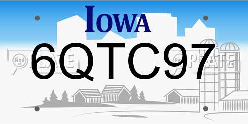 6QTC97 Iowa License Plate