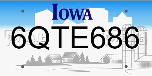 6QTE686 Iowa License Plate