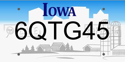 6QTG45 Iowa License Plate