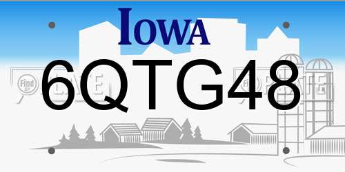 6QTG48 Iowa License Plate