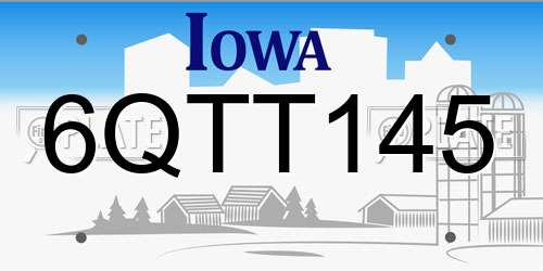 6QTT145 Iowa License Plate