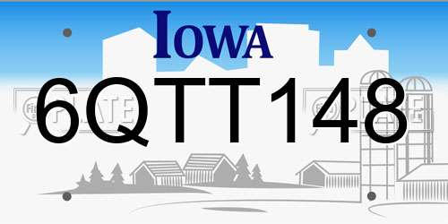 6QTT148 Iowa License Plate