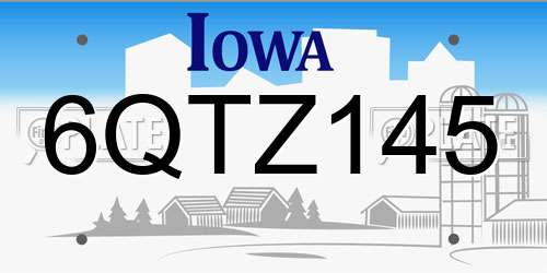 6QTZ145 Iowa License Plate