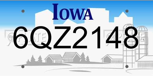 6QZ2148 Iowa License Plate