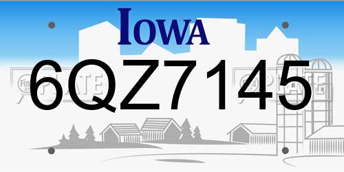 6QZ7145 Iowa License Plate