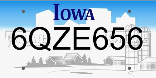 6QZE656 Iowa License Plate
