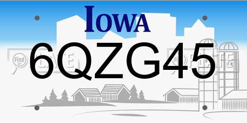 6QZG45 Iowa License Plate