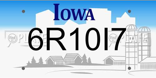 6R10I7 Iowa License Plate