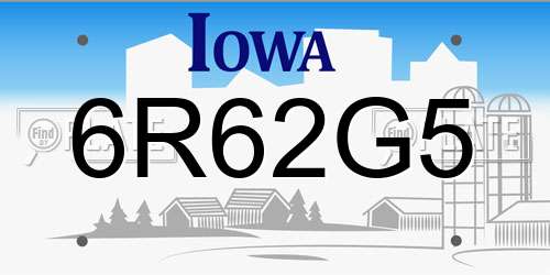6R62G5 Iowa License Plate